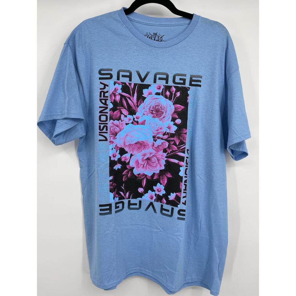 The Young and Wild Savage Blue Graphic TShirt Short Sleeve Mens Size Large NEW